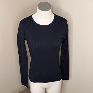 EUC Leset Pointelle Slim Fit Long Sleeve Black tee t-shirt Small